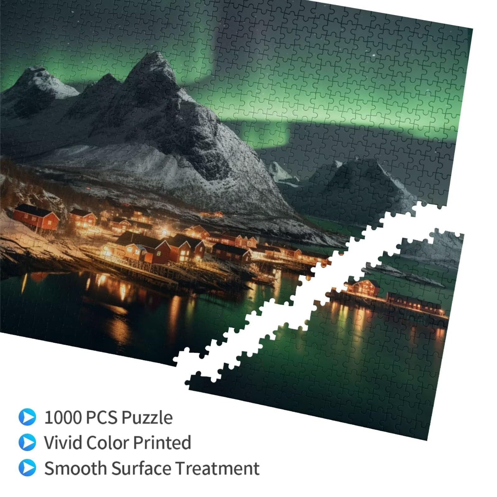 Puzzle Norwegia, 1500 elementów, zorza polarna, puzzle dla dorosłych, z pudełkiem na prezent, duże drewniane puzzle dla dorosłych, gra zręcznościowa dla całej rodziny, prezenty dla kobiet, 87 x 57 cm