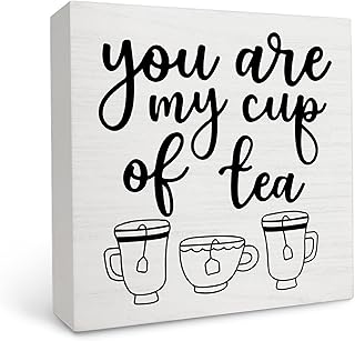 You are My Cup of Tea Wood Box Sign Desk Decor,Romantic Tea Wood Box Sign Desk Decor for Home Kitchen Shelf Table Decor