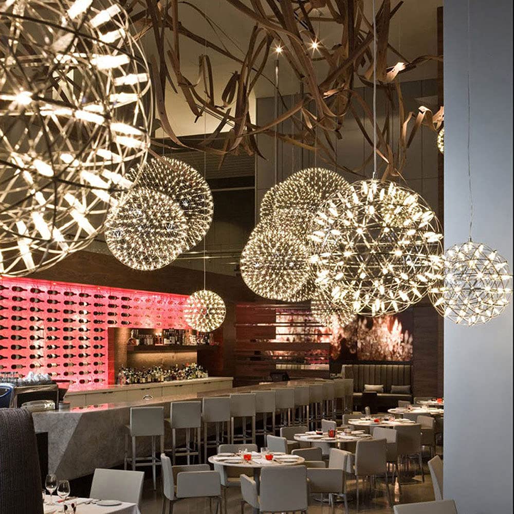 Nowoczesna lampa wisząca Gypsophila - sferyczny żyrandol ze stali nierdzewnej do restauracji, salonu, sklepu odzieżowego, kawiarni i dekoracji ślubnej - elegancka oprawa oświetleniowa do domu