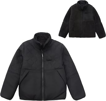 Rokka&Rolla Boys Reversible Water-Resistant Teddy Sherpa Puffer Jacket