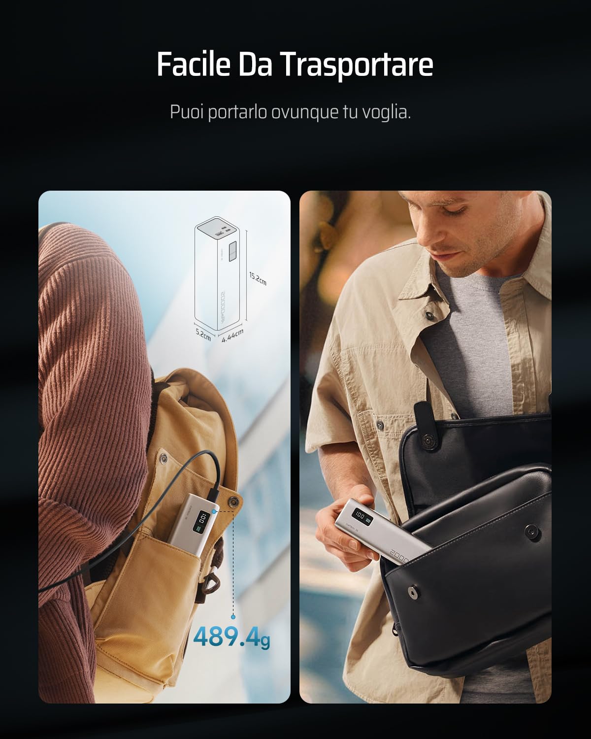 CUKTECH 65W Power Bank Ricarica Rapida, 20000mAh Portatile Batteria Esterna con 3 Porte, Display Digitale, USB C Caricatore Portatile Caricabatterie per Laptop MacBook Pro, Galaxy S23, iPhone 15 Pro
