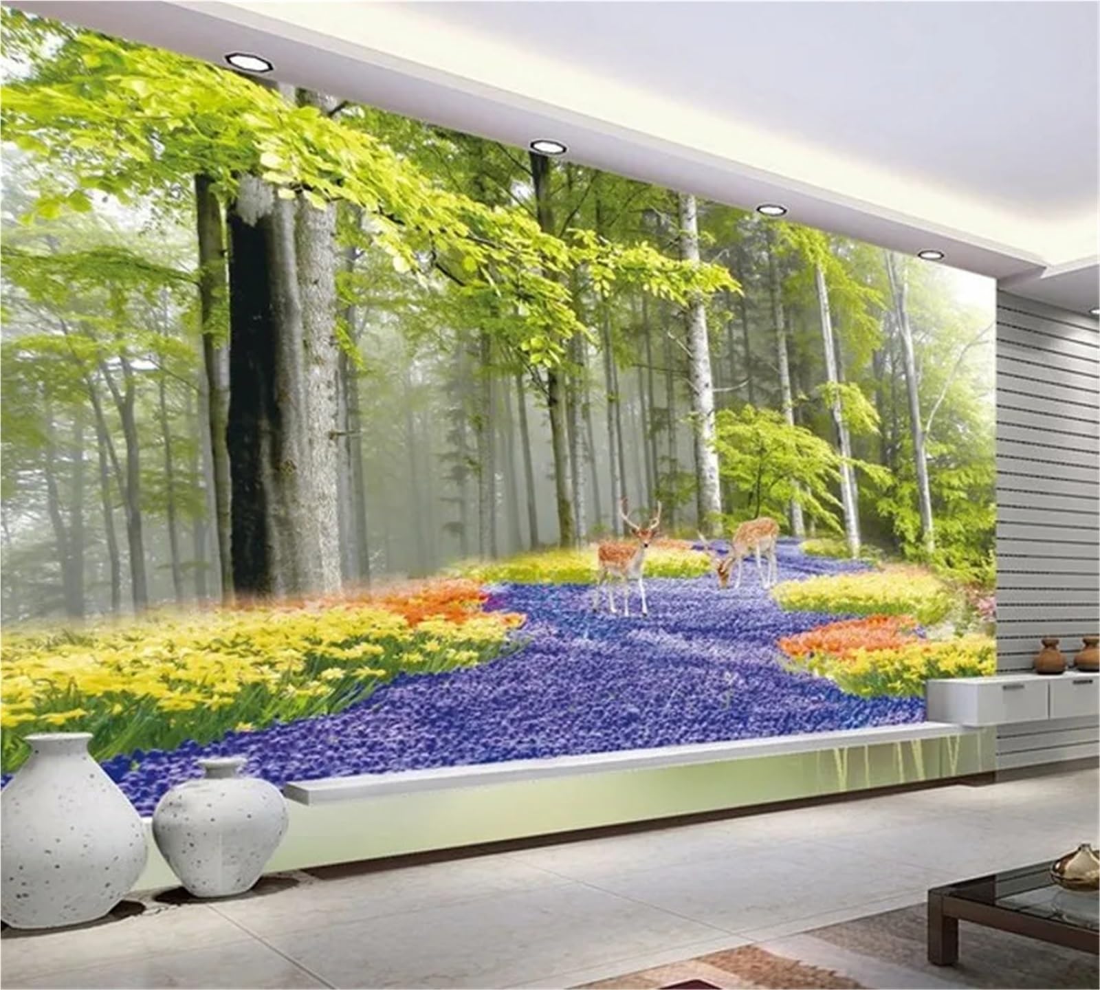 BTGYTTKL Self Adhesive Wallpaper Custom Forest Scenery 3D Photo Mural Wall Cover As Living Room Background Home Interior Ornament(Color1)