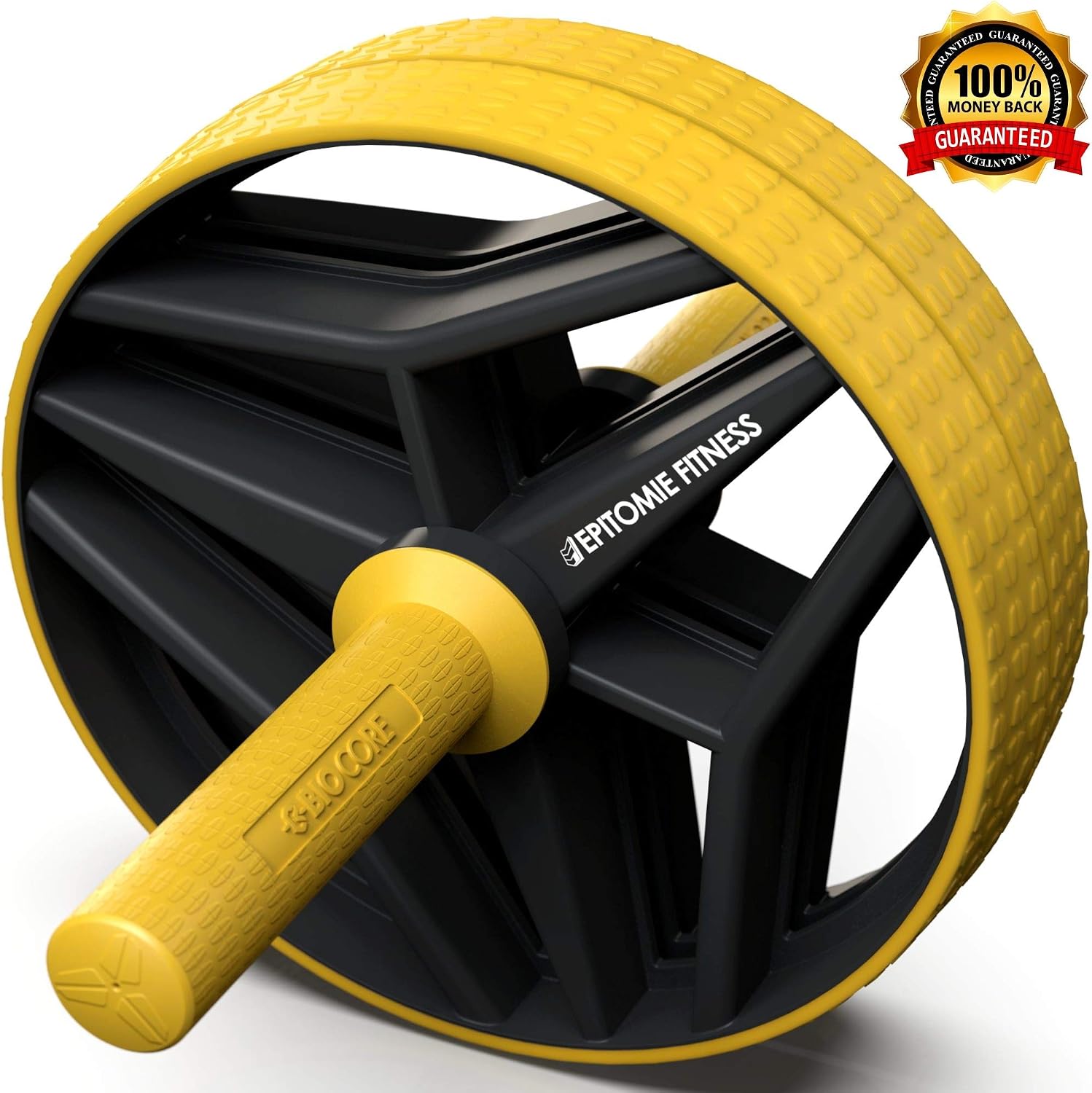 Epitomie Fitness BIO Core Ab Roller Wheel with 2 Configurable Wheels and Non-Slip Handles – Ab Wheel Trainer with Kneeling Mat for Strong Core