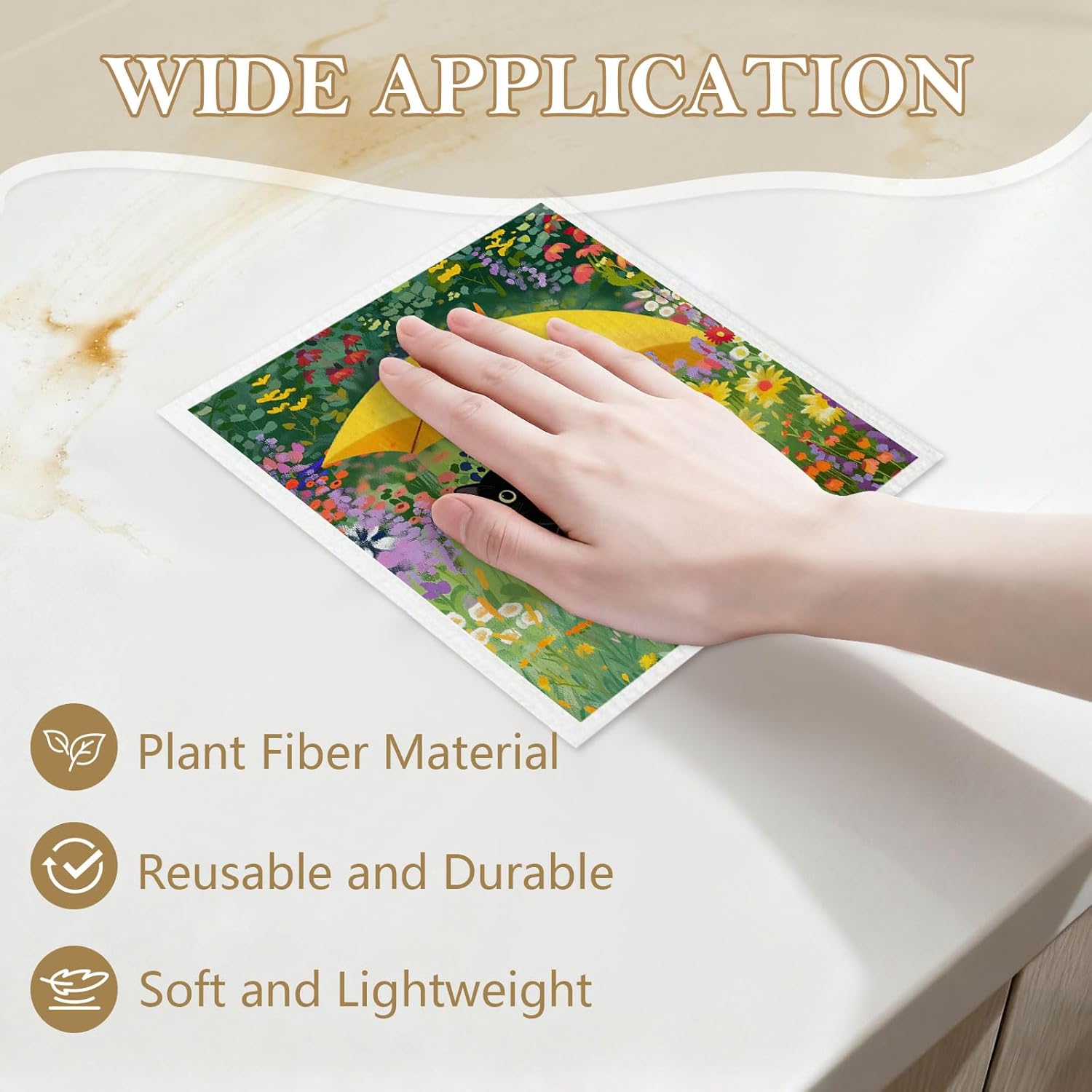 Mixed Floral Cat Swedish Kitchen Dishcloths Dish Towels 6 Pack, Cats Dish Towels for Kitchen, Swedish Dishcloth with Cats, Paper Towels Reusable, Dish Cloth Towel Cleaning Wipe for Home Party - Image 2