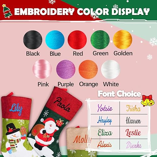 Miniatura 2 de Calcetines de Navidad personalizados, medias de dibujos animados con nombre, 18 pulgadas, calcetín grande de Navidad de muñeco de nieve, ciervo,