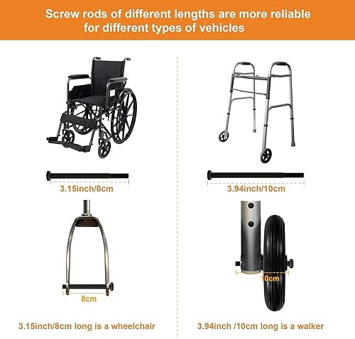 Miniatura 18 de 2 ruedas de repuesto para sillas de ruedas de 6 pulgadas para caminantes, material de goma respetuoso con el medio ambiente, neumáticos de 6.0 in