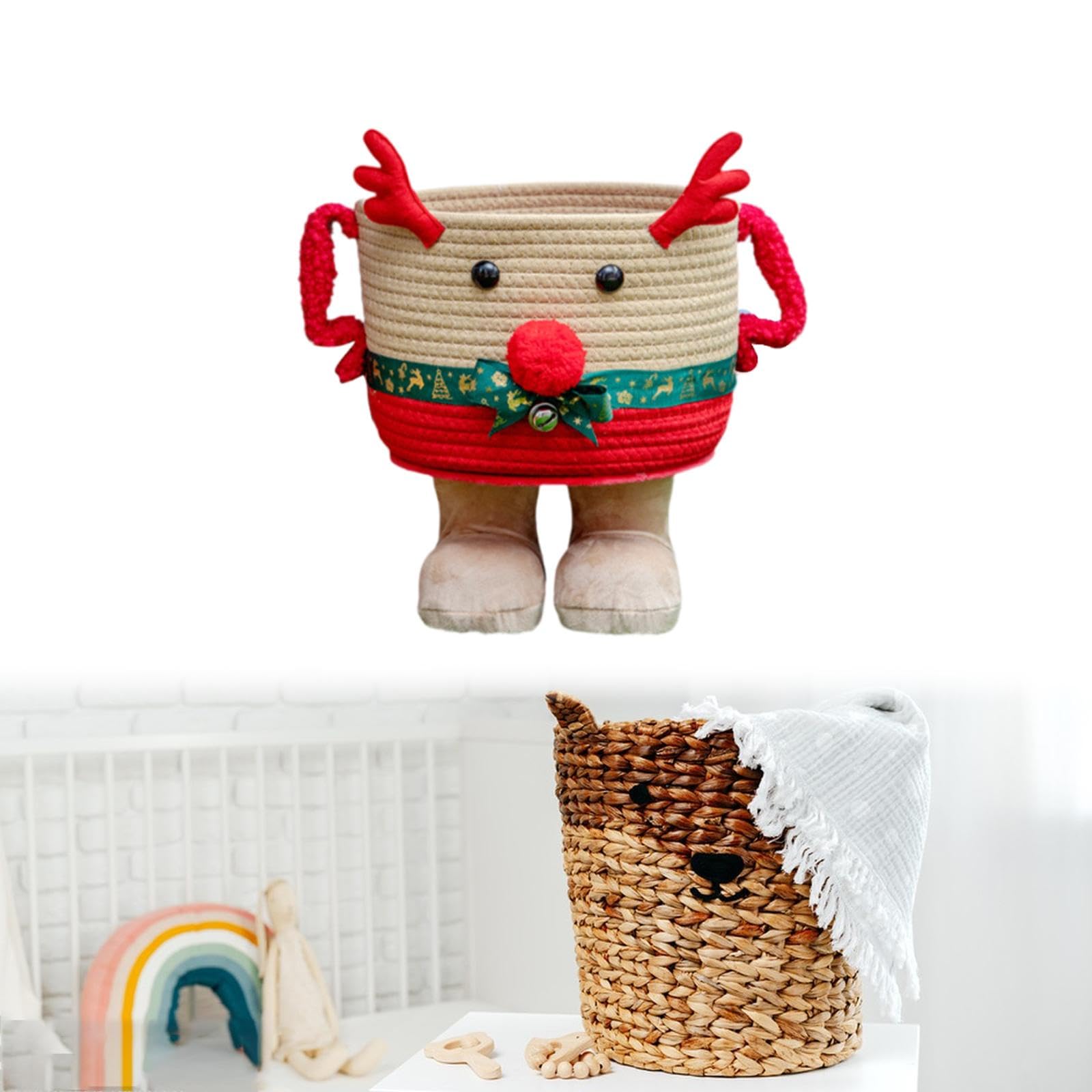 Organizador de Mesa con Diseño de Cesta de Ciervo Navideño para Dormitorio, Sala de Estar U Oficina.