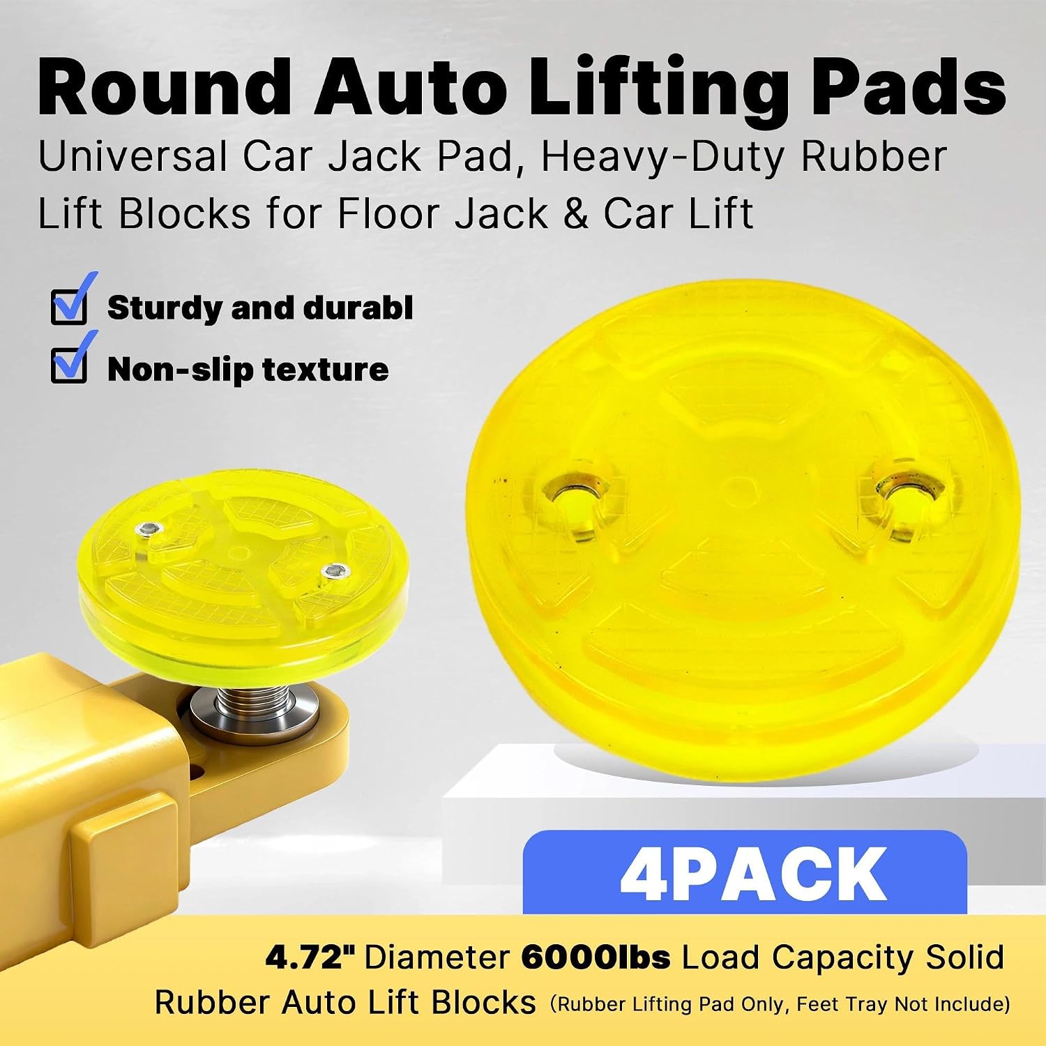 4Pack Round Auto Lifting Pads Universal Car Jack Pad, Heavy-Duty Rubber Lift Blocks for Floor Jack & Car Lift, 4.72" Diameter 6000lbs Load Capacity Solid Rubber Auto Lift Blocks
