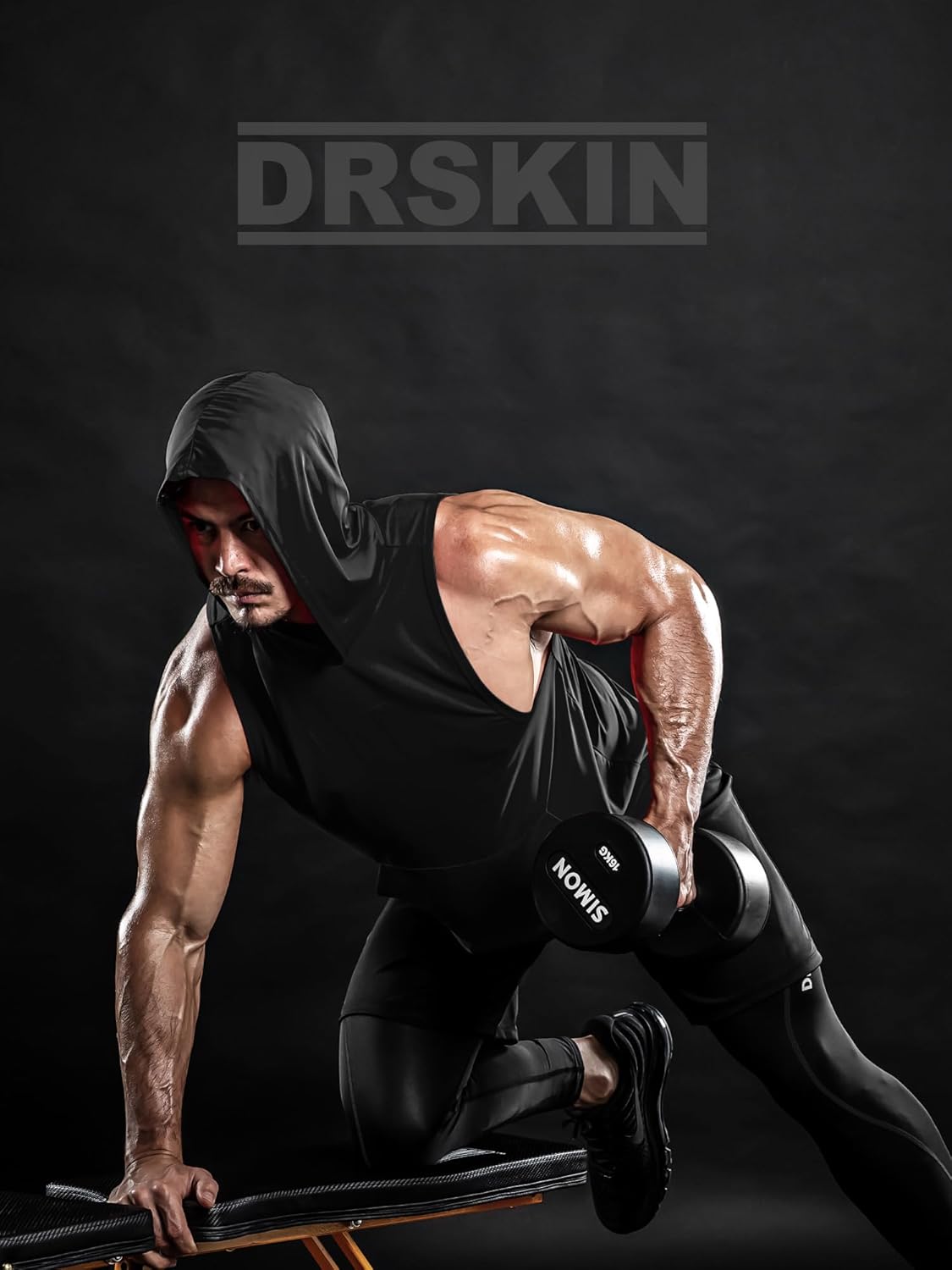DRSKIN 2 or 1 Pack Men's Hooded Tank Tops Bodybuilding Muscle Cut Off T Shirt Sleeveless Gym Training Hoodies Workout Dry