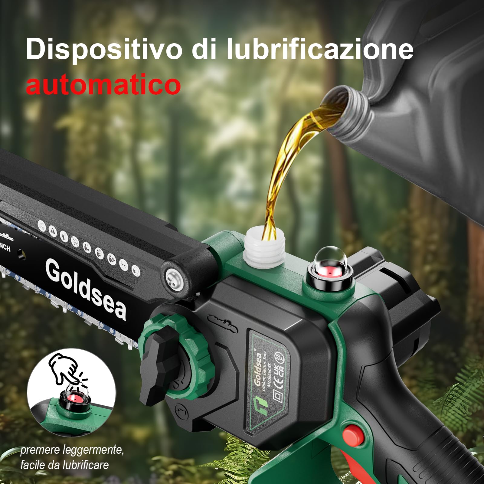 Mini Motosega a Batteria con 8000mAh Batterie Motosega a Batteria per Potatura con Motori Brushless, 6 Pollici Goldsea Sega a Batteria per Potatura per il Giardinaggio Potatura Albero Taglio del