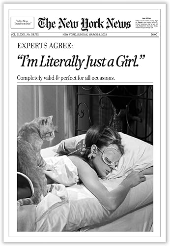 Póster vintage de moda en blanco y negro, arte de pared feminista, pósteres estéticos de periódicos retro, impresiones en lienzo para dormir de niña