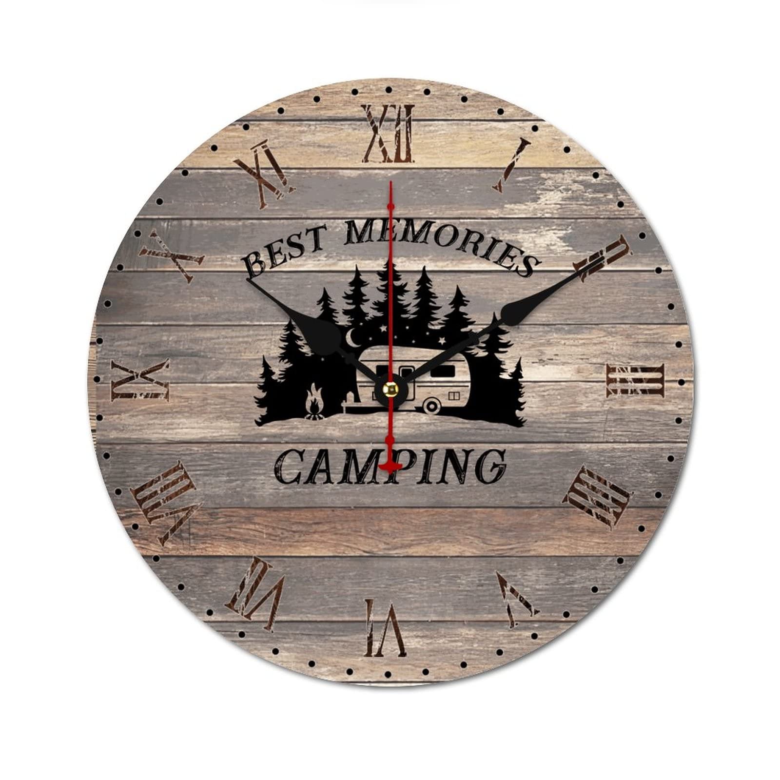 Horloge de camping silencieuse en bois contre le bruit déco de ferme 38cm