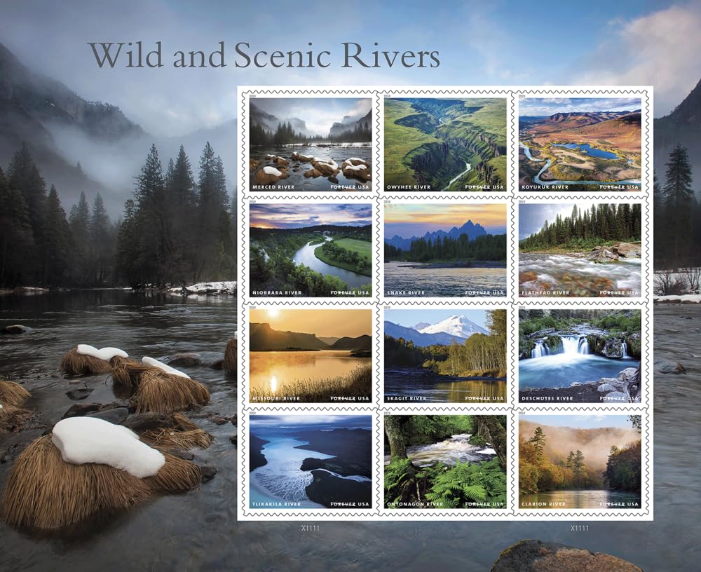 United States Postal Service 2019 Wild And Scenic Rivers Sheet of 12 US Forever First Class Postage Stamps Scott 5381