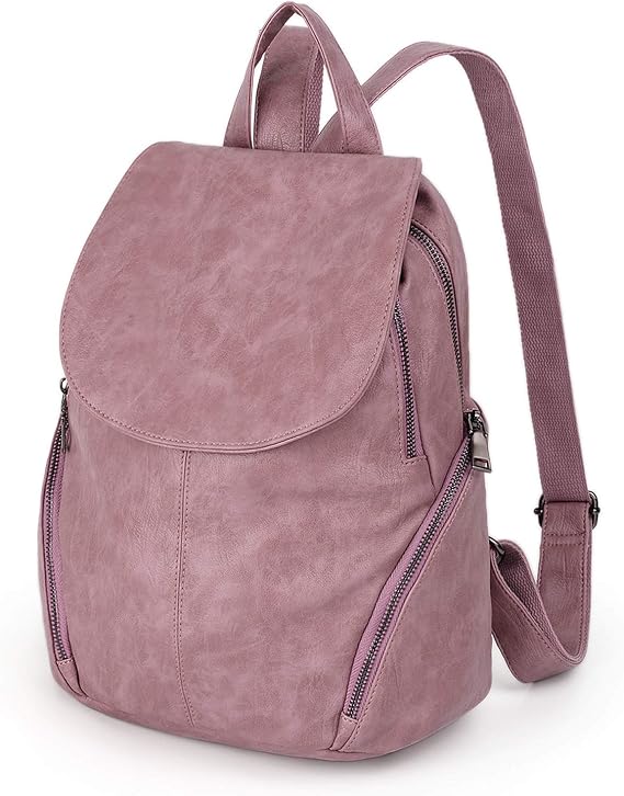 UTO Women Anti Theft Flap Backpack Zipper Side Pockets Synthetic Leather