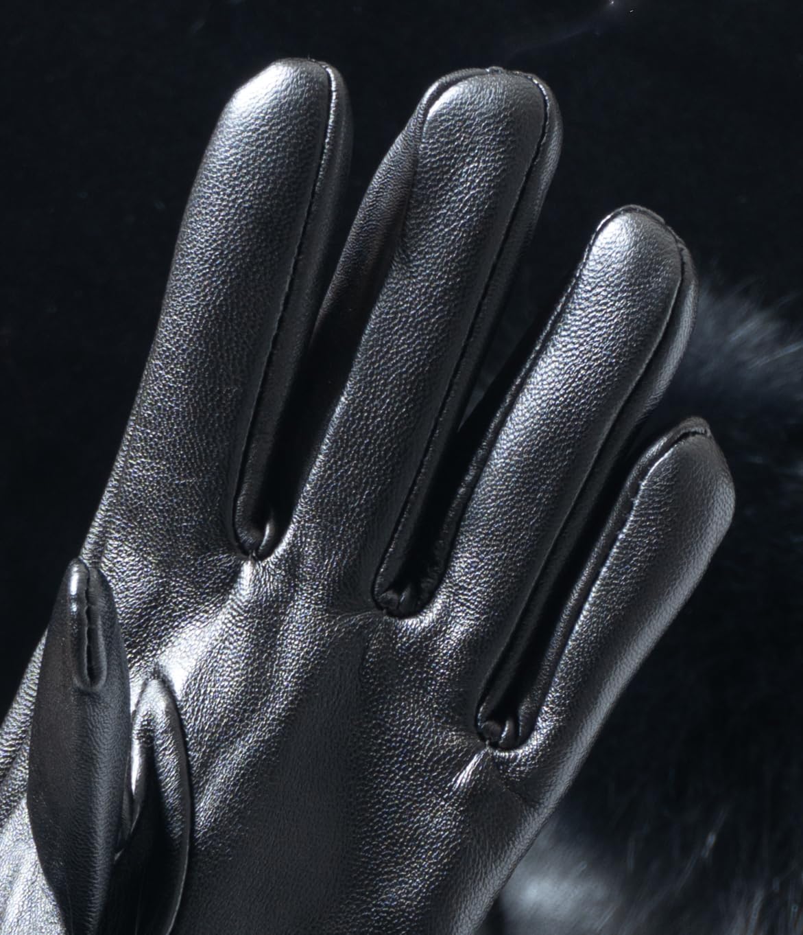 HEIZZI Real Fur Gloves - Women's Touchscreen Lambskin Leather Gloves with Real Fox Fur Cuff for Winter Driving & Dress - Image 4