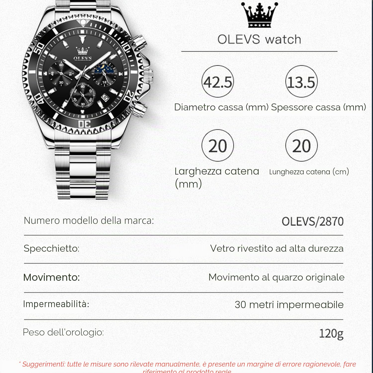 OLEVS Green Dial Watches for Men Fashion Analog Quartz Waterproof Chronograph Gold Silver Stainless Steel Watch Business Classic Luxury Big Face Luminous Multifunction Men Wristwatches