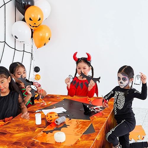 Miniatura 6 de Tiamon 3 paquetes de manteles de plástico con llama, manteles desechables rectangulares de llama de fuego, decoración para picnic, hogar, exterior,