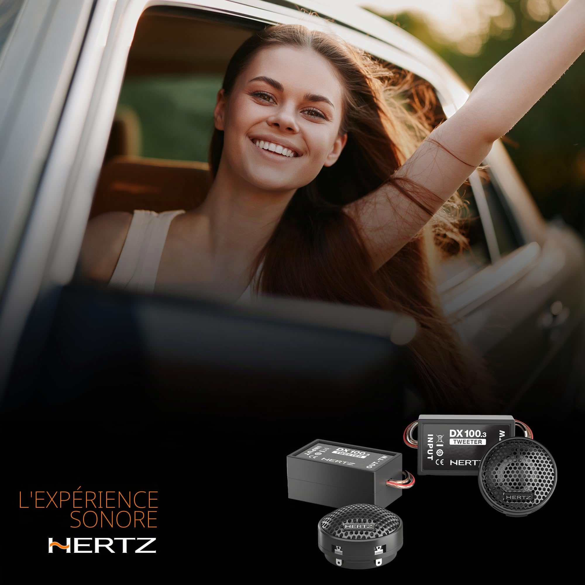 Hertz DT 24.3 Paire de tweeters 24 mm, 80 W | dôme en PEI, aimant néodyme, 4 Ohm, 94 dB, filtre inclus, 3000-23000 Hz, grilles incluses, profondeur 13 mm