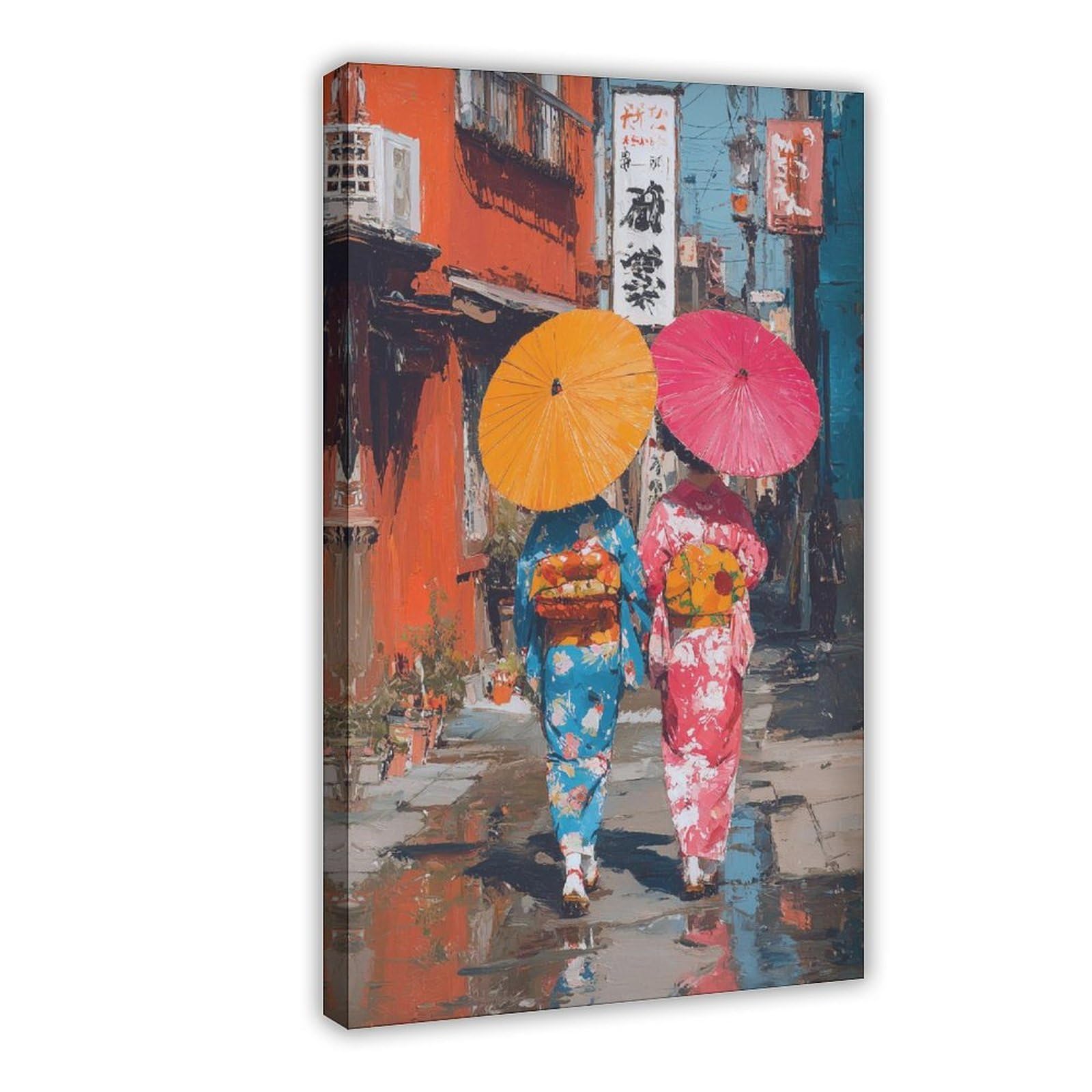 QNVJQKDSI Japanese Geisha Street Art Poster Canvas Poster Bedroom Decor Landscape Office Room Decor Gift 24" L X 36" W