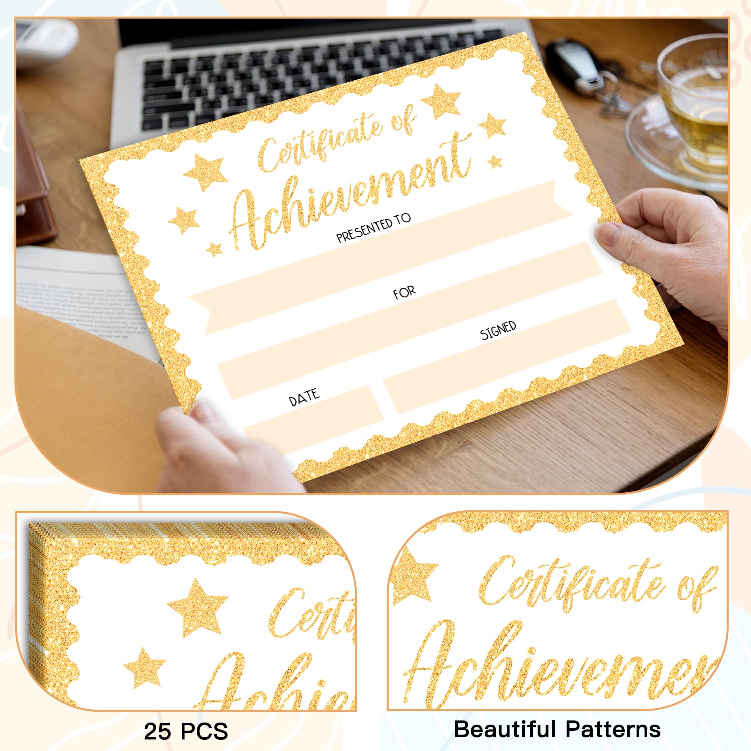25 certificati di riconoscimento, 20,3 x 25,4 cm, certificati di premio per scuola materna e asilo, studenti e insegnanti -03