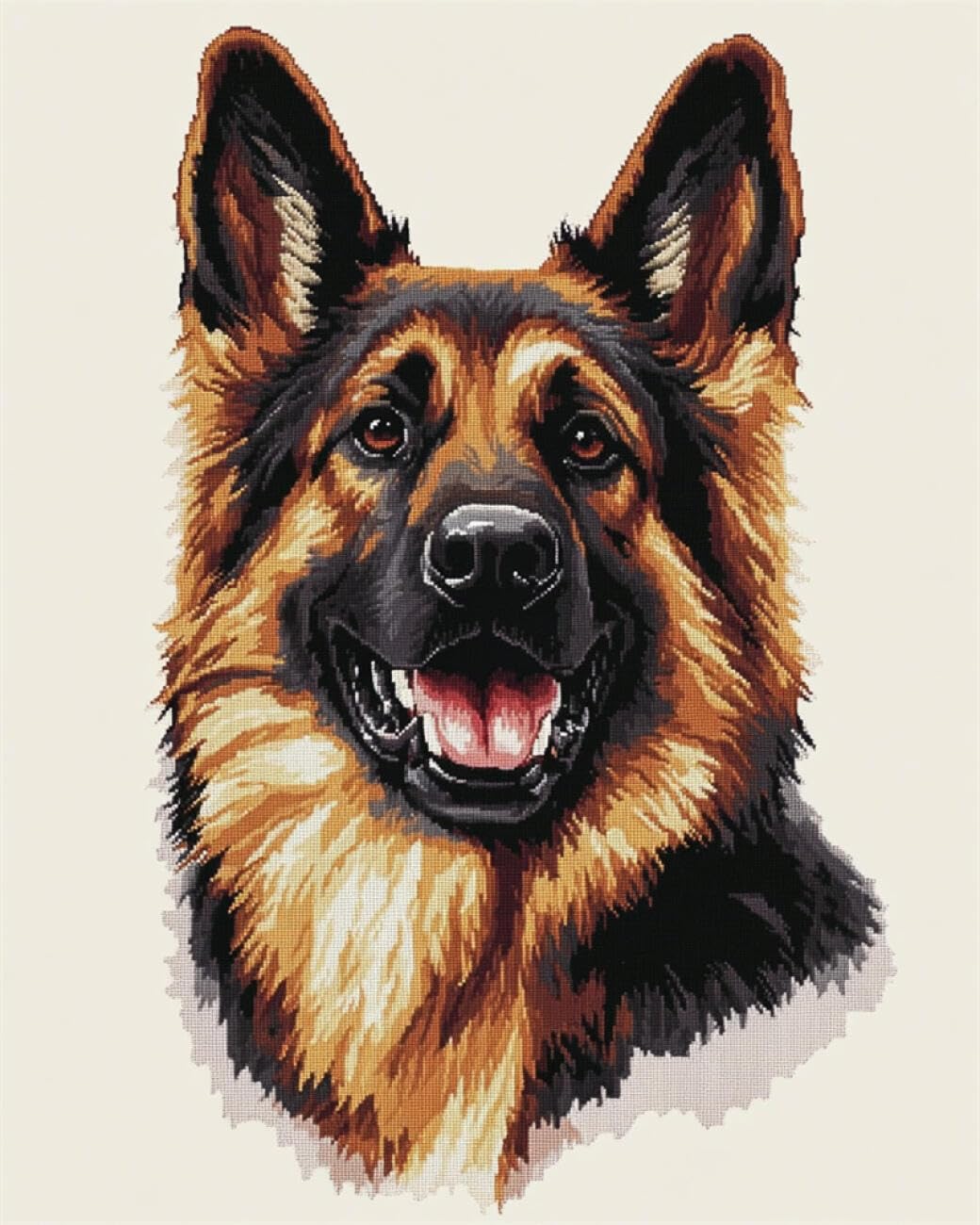 RKFLGEW DIY Seed Bead Embroidery Kits German Shepherd Portrait 30x40cm