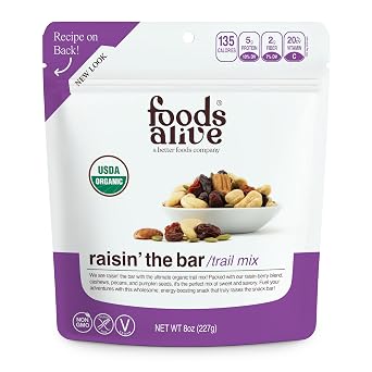 Foods Alive Raisin the Bar Trail Mix 8oz - Organic and Kosher Raisin-Berry Blend of Cashews, Pecans, and Pumpkin Seeds