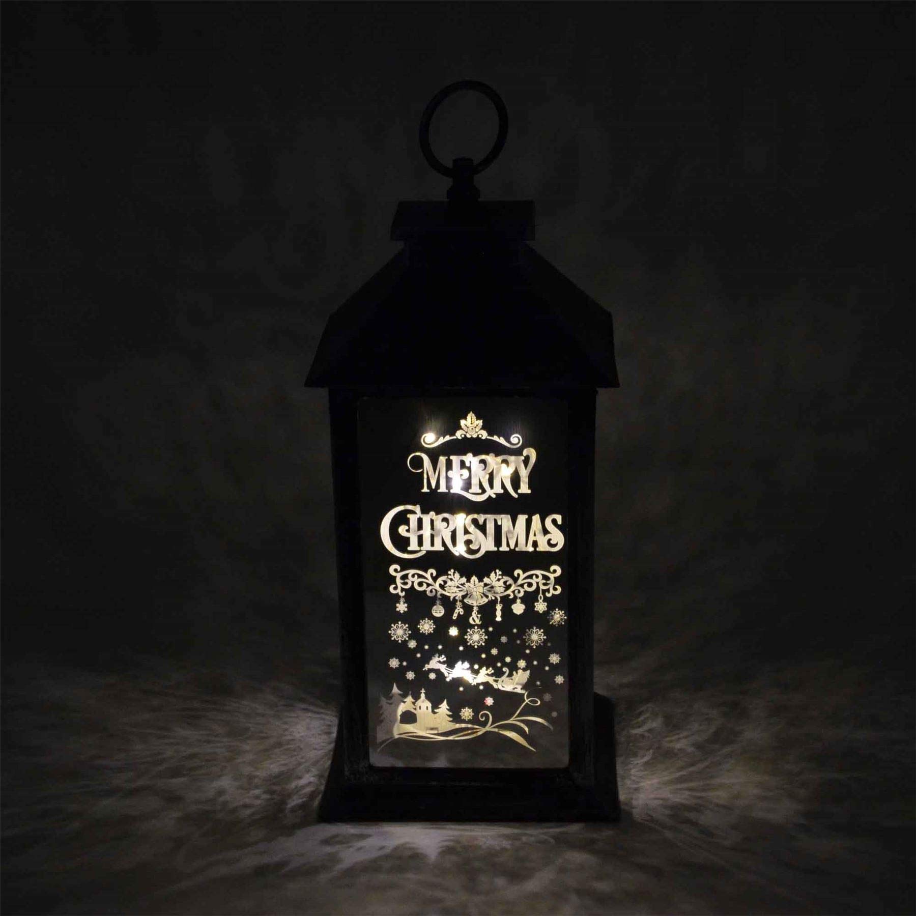 Lights Up LED Christmas Lantern Rustic Silver PVC Warm White Xmas Home Decorations Gifts - Image 4