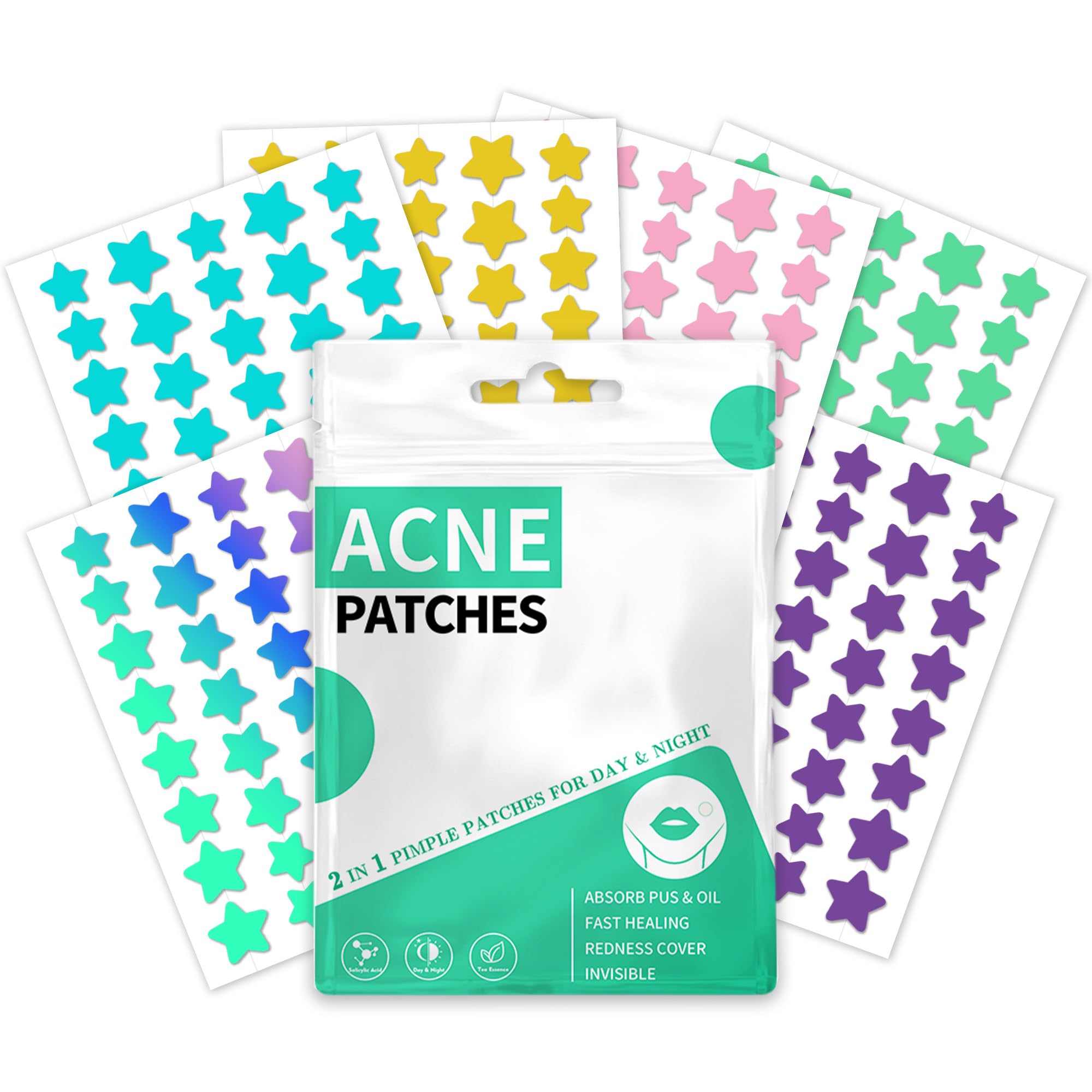 Pimple Patches Cute Star Pimple Patches 240 Counts 3 Sizes Acne Patches Hydrocolloid Acne Patch For Face Zits Patches with Tea Tree Oil Calendula Oil Colorful Blemish Patches Pimple Patch for Face