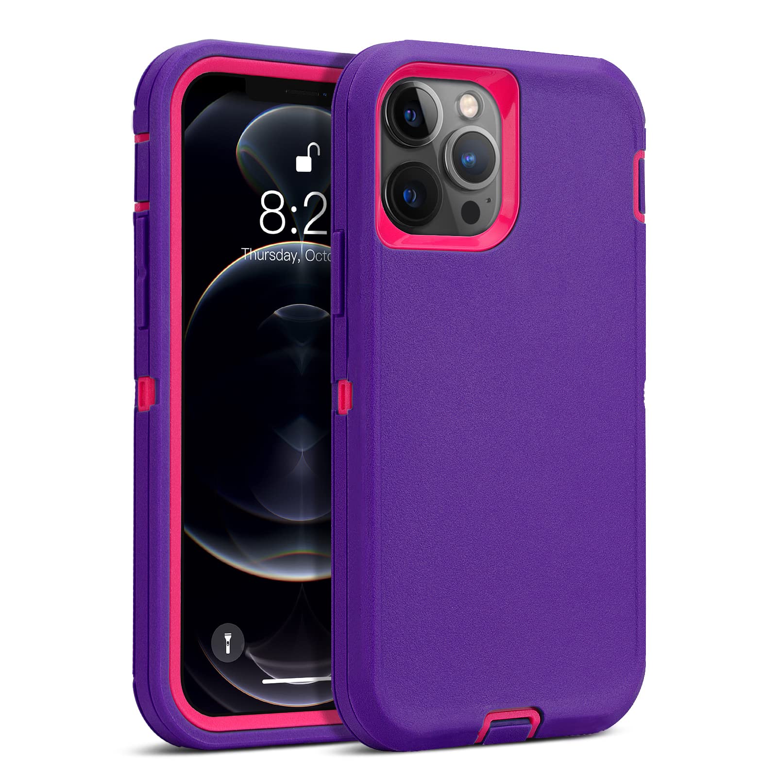 Coque iPhone 12 / 12 Pro silicone et PC rigide violet et rose Maxcury - 8
