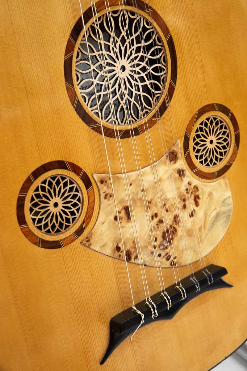 Oud acoustique de concert Oud électrique semi-creux avec égaliseur et étui souple Noyer et Burl