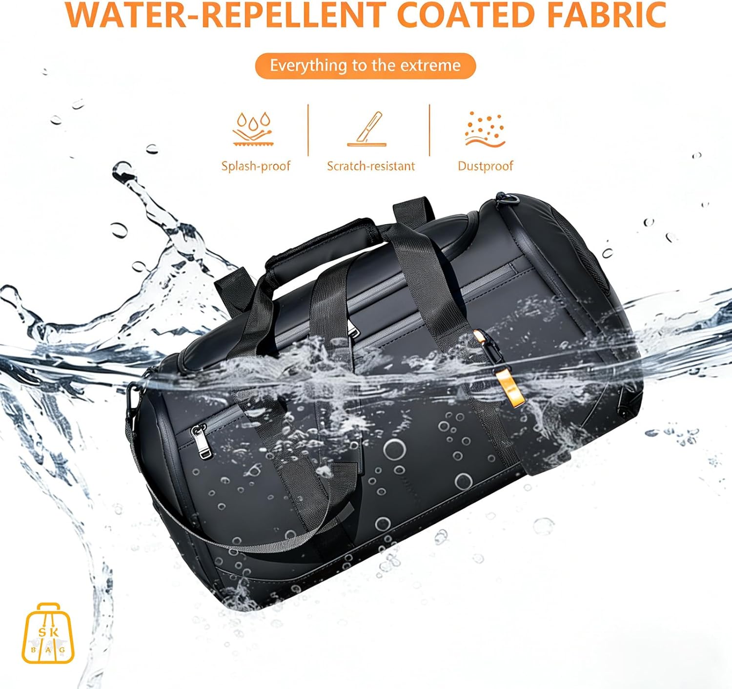 Large Travel Duffle Bag for Men Women, Tear-Resistant Gym Bag with Shoe Compartment & Wet Pocket, Heavy-Duty Zippers Weekend Overnight Carry On Bag, Water-Resistant