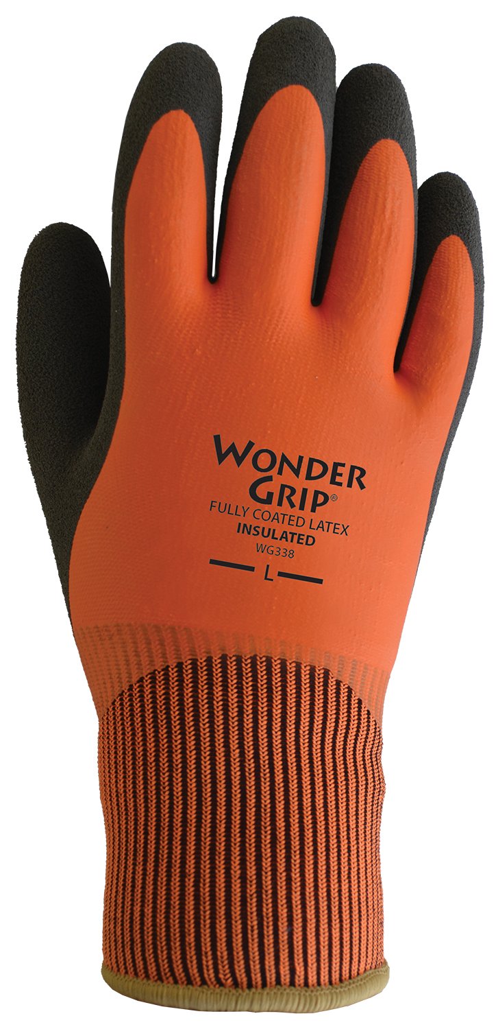 Bellingham® Wonder Grip® Thermo Plus Gloves - Large - Orange/Black - Textured Rubber Palm