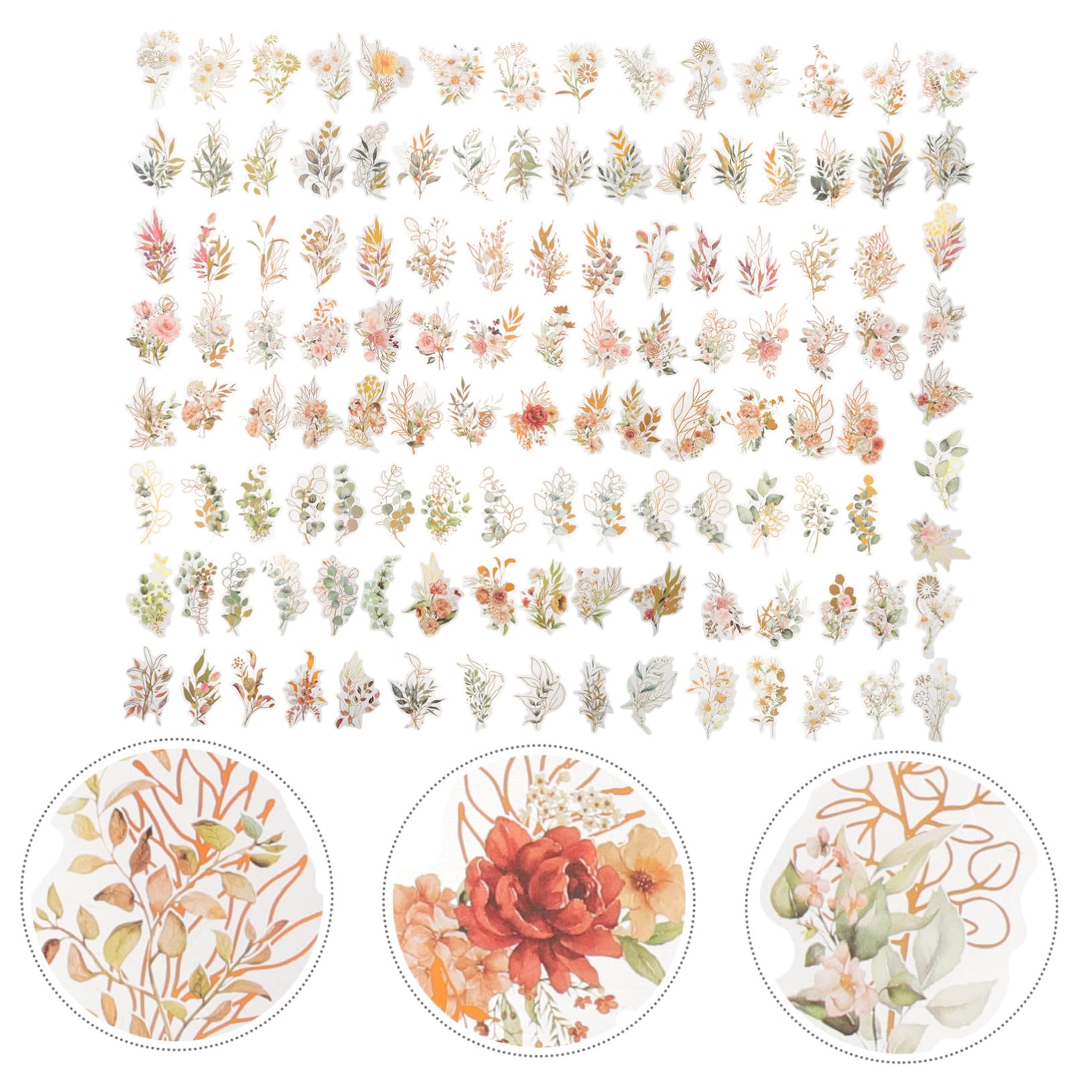 Housoutil 5 Series Pegatinas De Scrapbooking De Flores Y Plantas Holográficas Para Manualidades Y Decoración De Álbumes De Diy Adornos Para Fotos Y Diarios 240 Piezas X 5