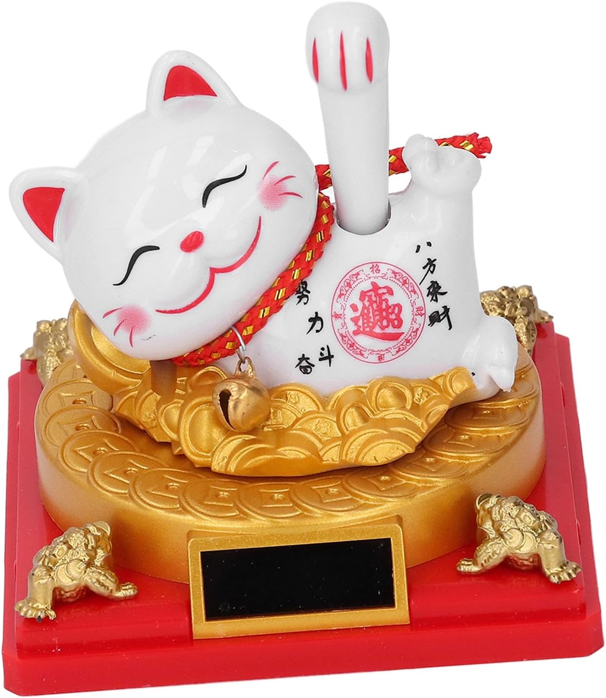 Lucky Cat Waving Arm, Solar Energy Powered Maneki Neko Beckoning Waving Arm Japanese Lucky Cat, No Battery, Home Decor (S)