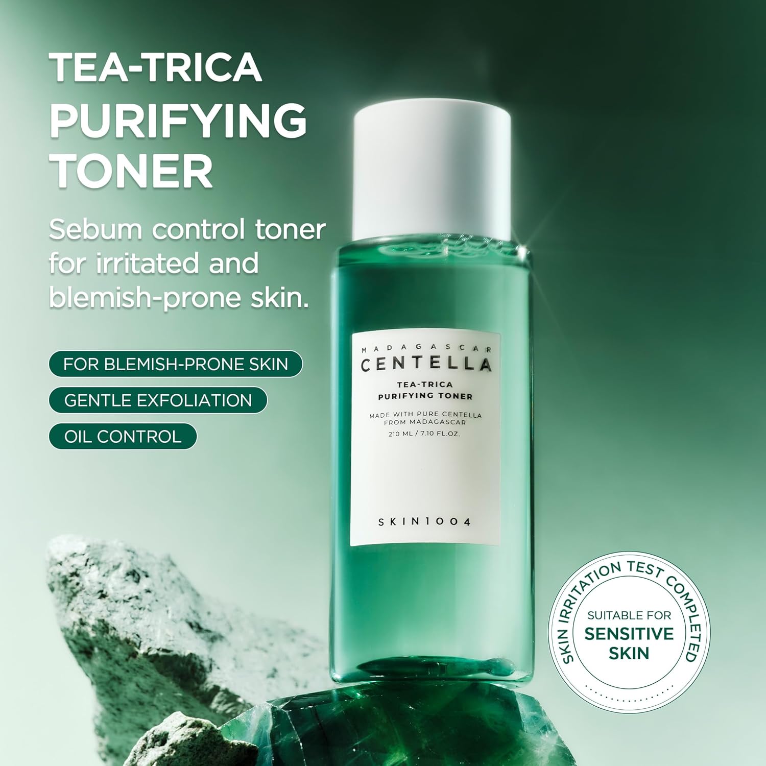 SKIN1004 Tea-Trica Purifying Toner 7.10 fl.oz, 210ml, Korean Face Toner with Tea Tree Leaf Water, Centella Asiatica & BHA, Hydrating Cica Facial Toner for Refreshing & Balancing Skin, Korean Skin Care - Image 2