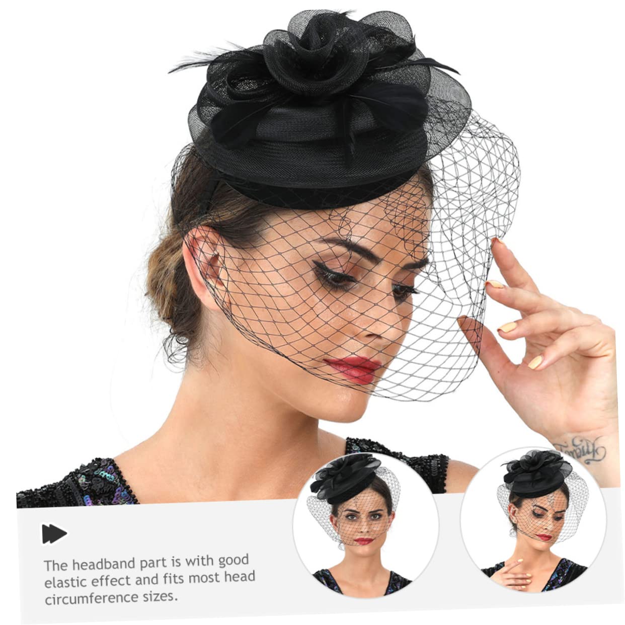GALPADA 2Pcs Cappello da Cocktail Fascinators per Le Donne Tea Party Tea Party Banchetto Copricapo Tea Party Copricapo Wedding Fascinator Cappello di Fascinator Sposa