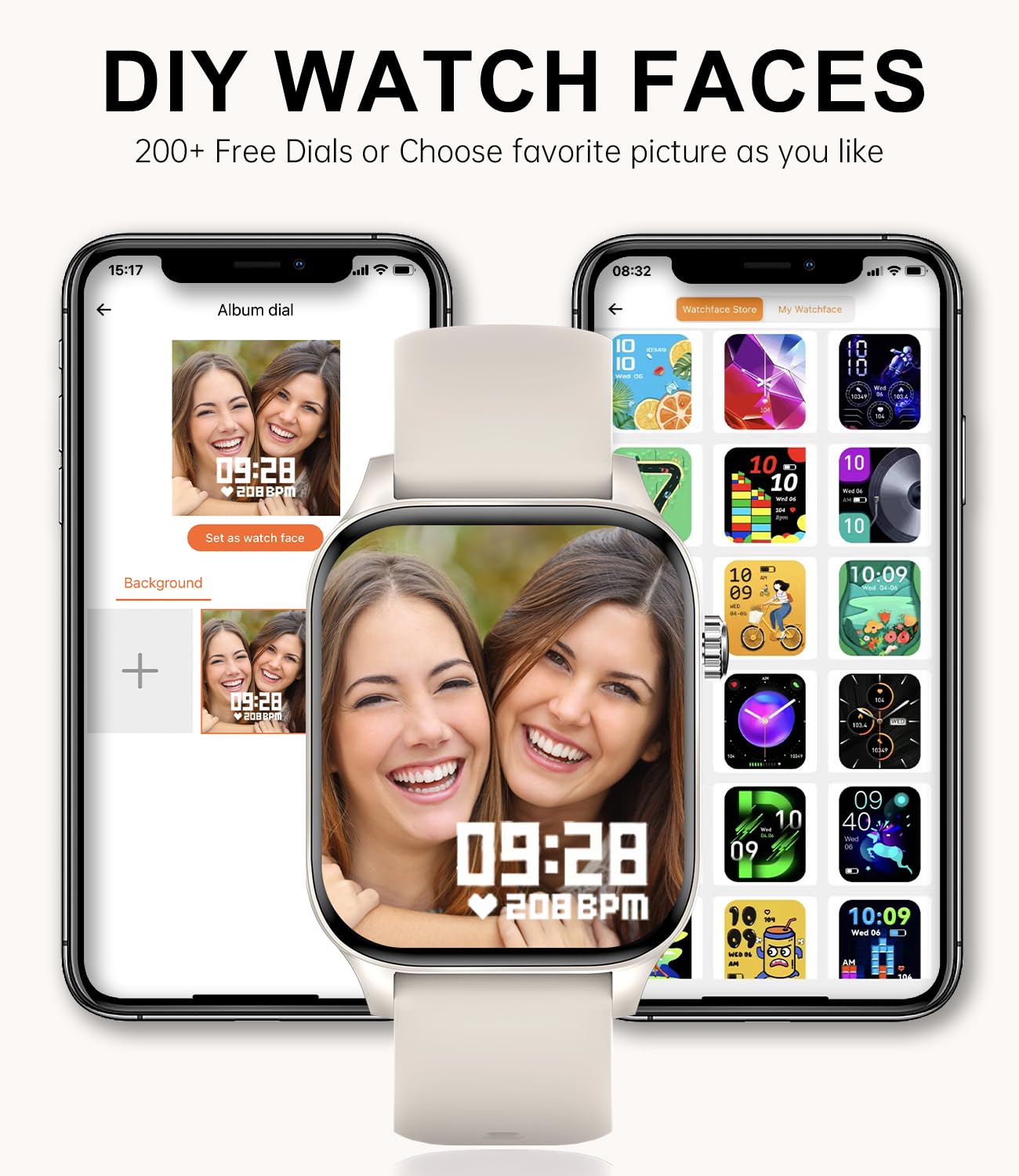 Montre Connectée Femme avec Appel Bluetooth 1,85" Smartwatch Podometre Calories Montre Femme Sommeil Fréquence Cardiaque SpO2 Montre Sport pour 20 Modes Sportifs Android iOS