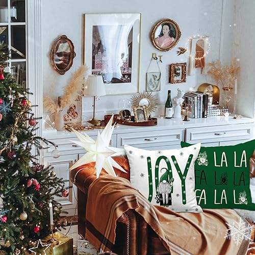Miniatura 3 de Lanpn Juego de 4 fundas de almohada de Navidad de 16 x 16 pulgadas, fundas decorativas de almohada navideñas de invierno de 16 x 16 pulgadas para