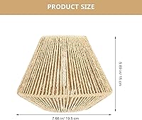 Vista 3 de Angoily, Pantalla de lámpara de ratán, pantalla de lámpara de mimbre, pantalla de luz colgante tejida con cuerda de paja, pantalla de lámpara