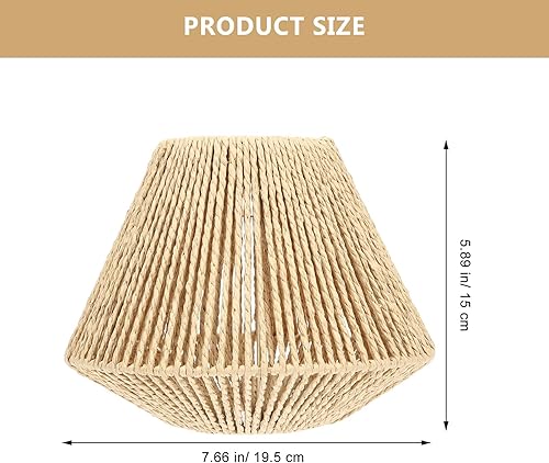 Miniatura 3 de Angoily, Pantalla de lámpara de ratán, pantalla de lámpara de mimbre, pantalla de luz colgante tejida con cuerda de paja, pantalla de lámpara