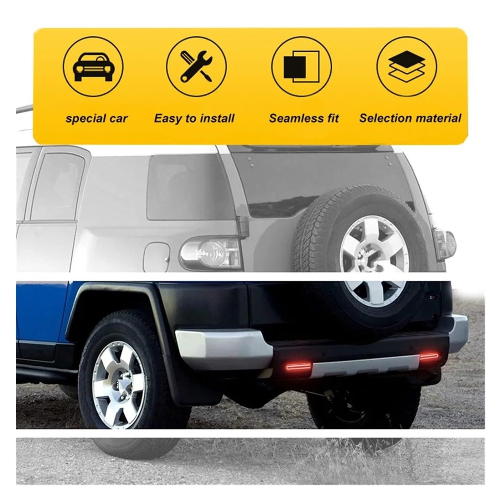 Pilotos Traseros coche Para Toyota FJ Para Cruiser 2007-2014, Reflector LED Rojo Para Parachoques Trasero Luz Freno Antiniebla Luz Señal Giro(Smoked Lens)