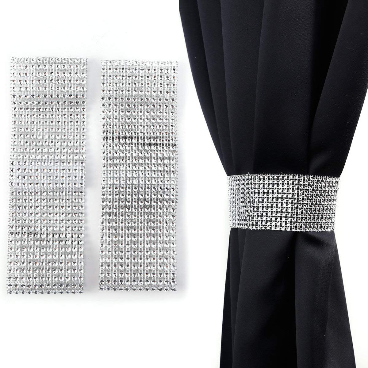 John Aird Pair Of Diamante Crystal Tie Backs (Silver)