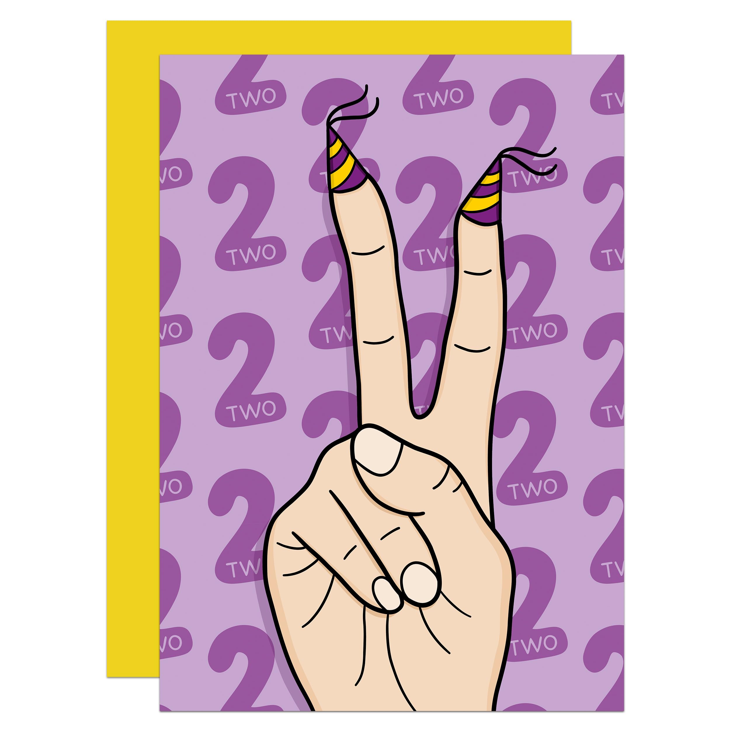 Hand 2nd Birthday Card, Keepsake First Card, Milestone Card, Toddler Birthday Card, Funny Birthday Card, Kids Birthday Card, Cute Card, Hand Symbol Milestone Birthday A6 Card (2nd (Pale))