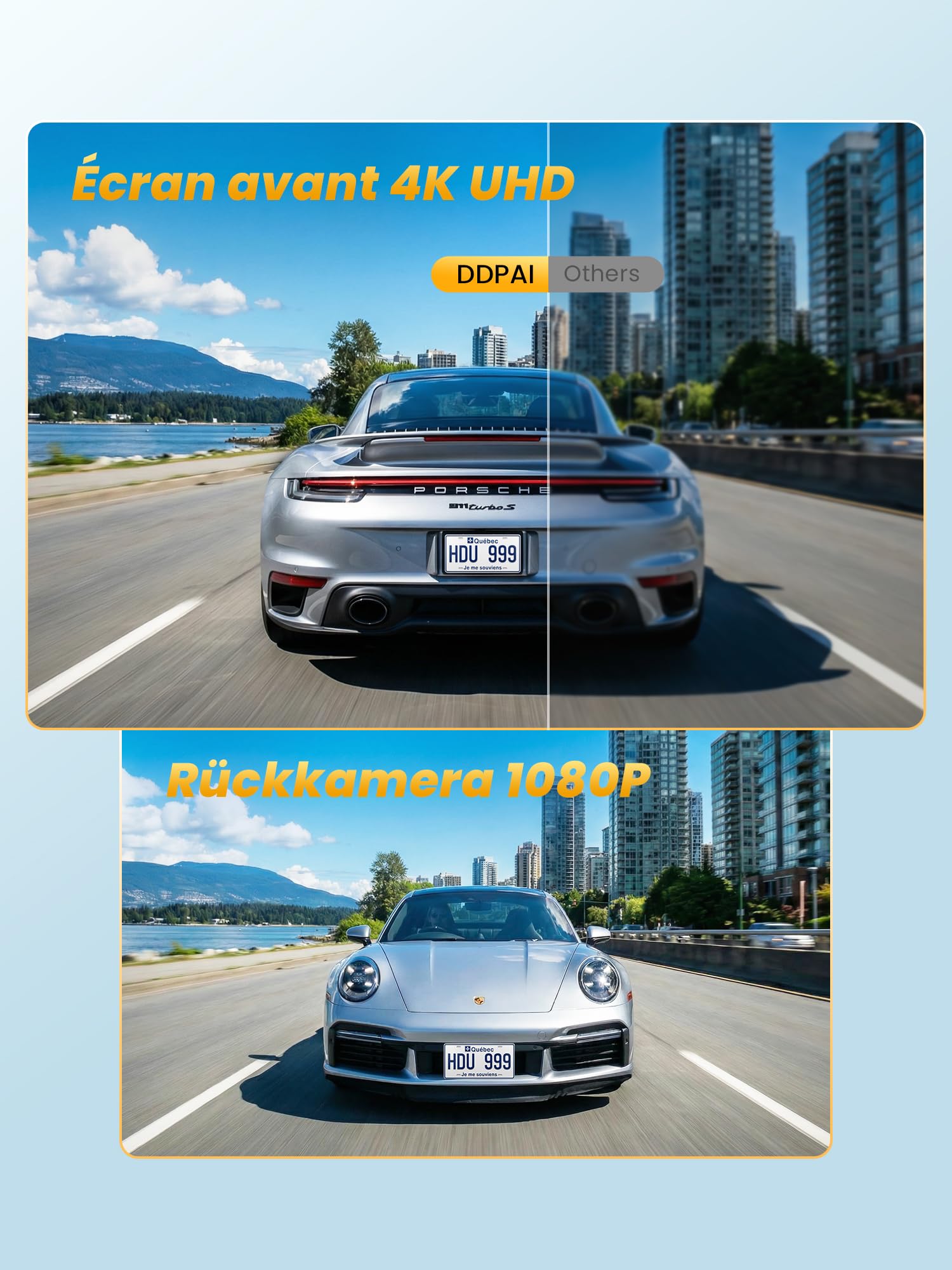 DDPAI Dashcam Voiture Avant Arrière, 4K + 1080P Camera Voiture, Carte 128 Go Incluse, Vision Nocturne AI-ISP, Compatible 4G LTE, WiFi 6 5GHz, GPS, Mode Stationnement 48H, Écran IPS 3", Z50 Pro