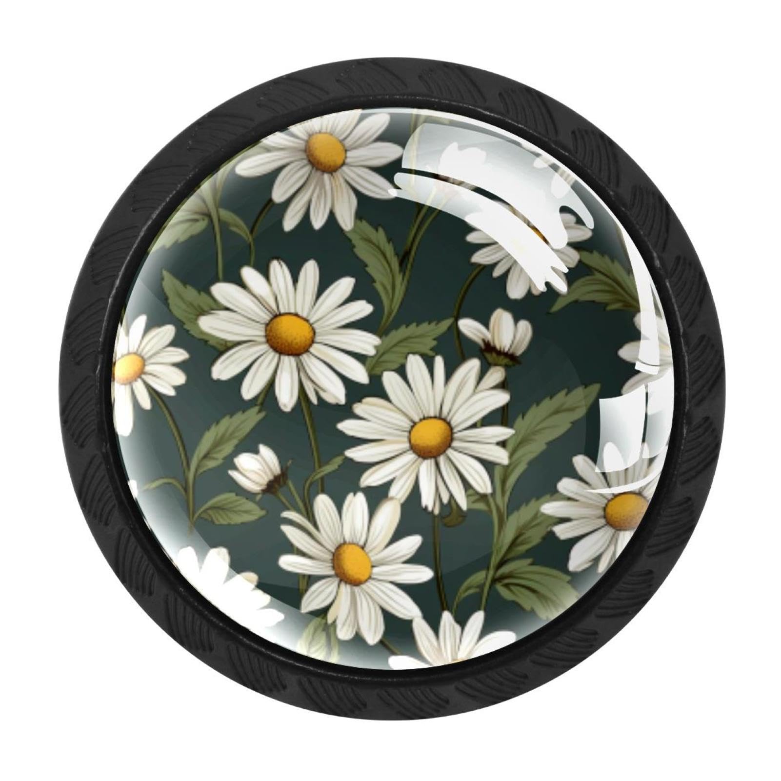 CHENZZZZ 4 Pack Cabinet Handles Black Daisy Cabinet Knobs Draw