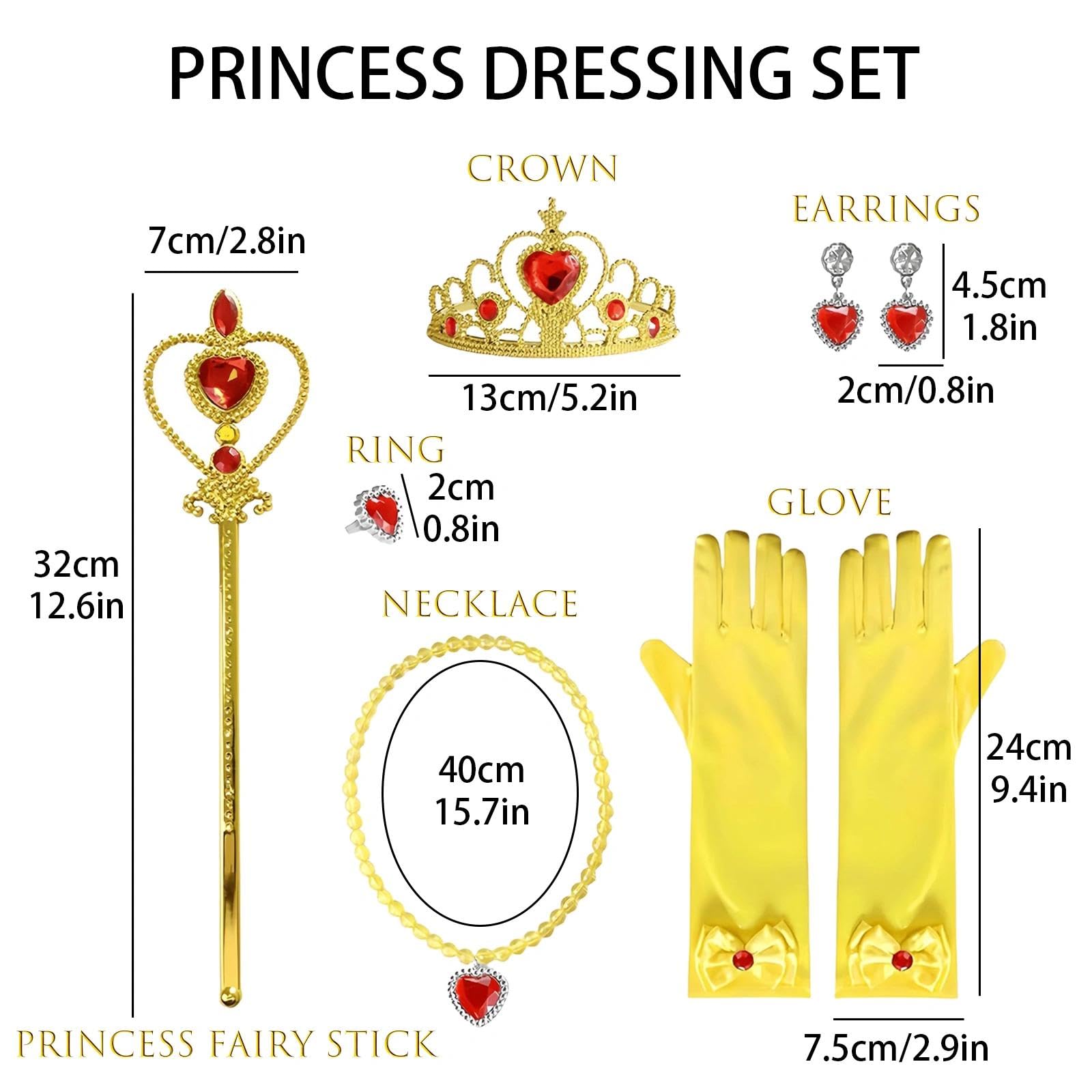 ZXTGBQ 6 Pcs Princess Dress Up Accessories, Girl’s Costume Fancy Dress Up Toys, Included Crowns, Wands, Necklaces, Rings - Image 3