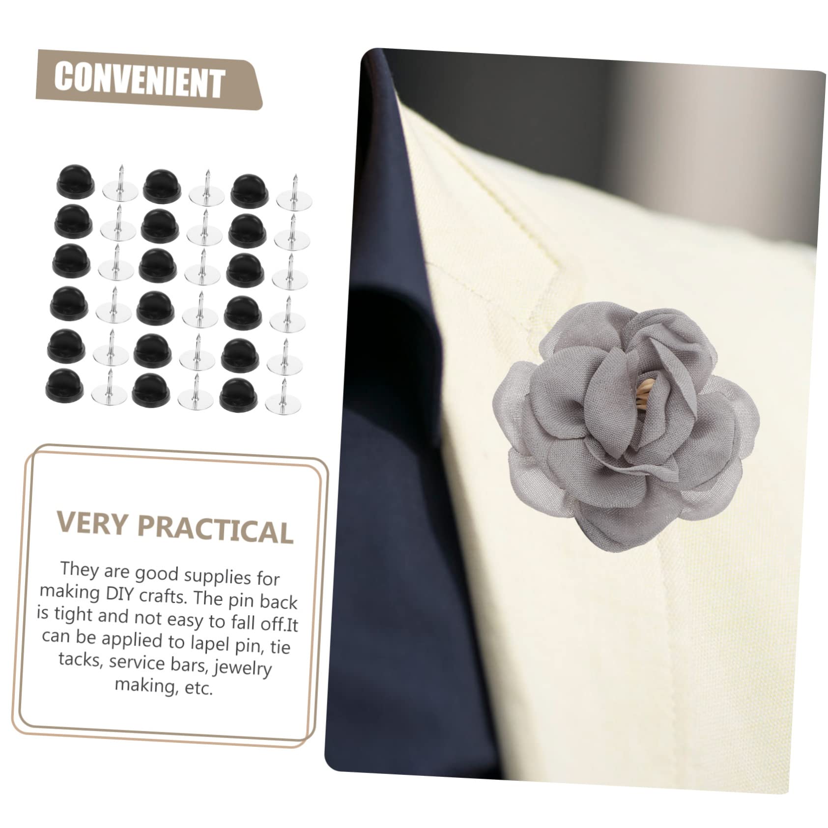 ERINGOGO 1 Set Brooch Accessories Tie Tack Badge Pins for Easy DIY Crafts Convenient Pin Backs for Lapel Tie Hat and Name Tags Practical Replacement