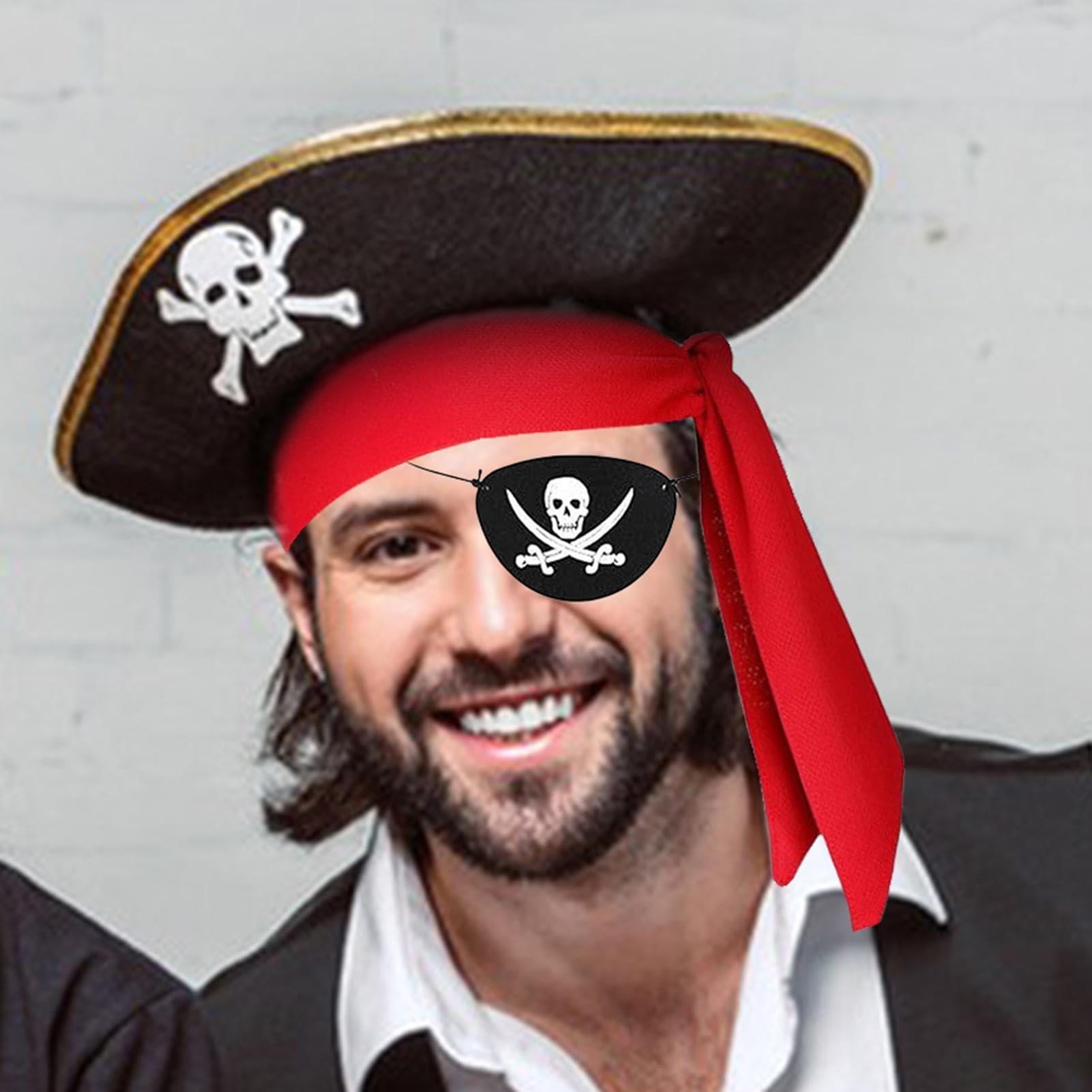 Bandana pirata per costume di Halloween con benda per gli occhi