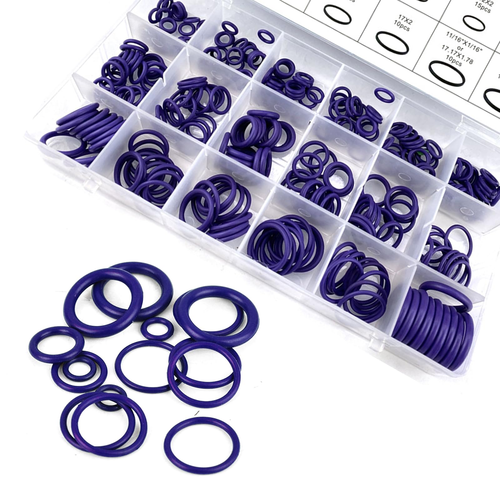 270 PCS Car Air Conditioning Compressor O-Ring Seal Assortment Combination Kit, Multi-Purpose High Temperature Resistant Stretch Rubber Fixed Gasket, Universal for Trucks SUVs Cars (Purple)