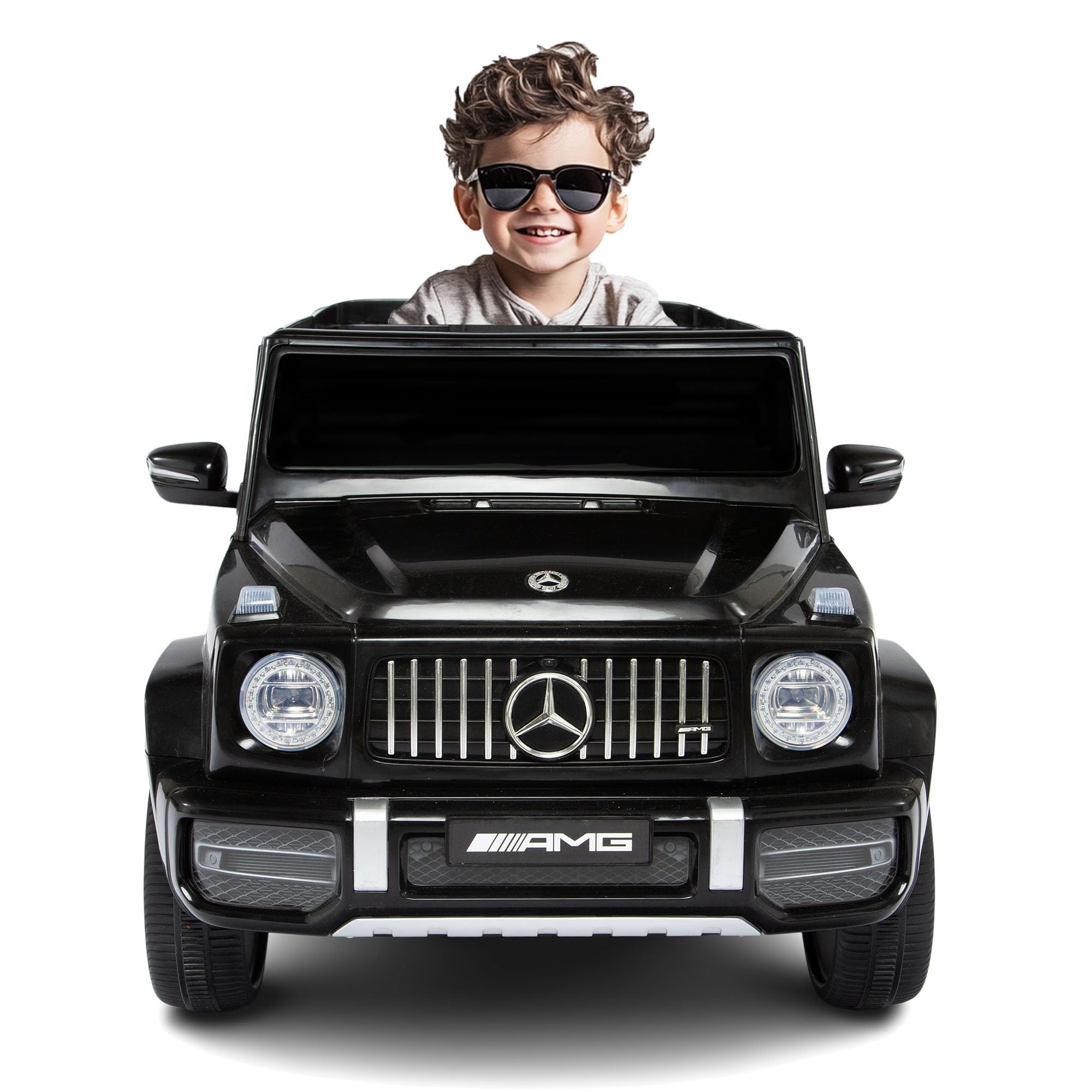 BabyCar Mercedes G63 Sport | Macchina per Bambini Elettrica Telecomandata 12V con 2 Motori 25W | Auto Elettrica per Bambini con Sedile in Pelle, Porte Apribili, USB | Licenza Ufficiale | Nero, MP3